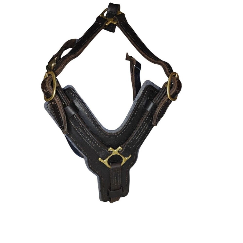 ForDogTrainers FDT H10 XL Leather Agitation Harness Brass Quick-Release Ret $170